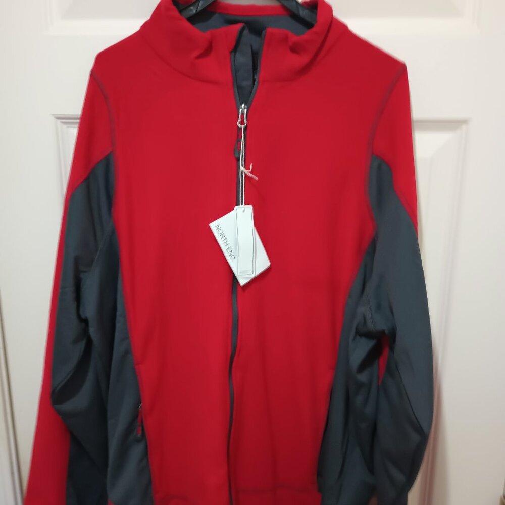 NWT Northend Man's Red and Black Full Zippered XL Jacket Warm Comfortable LS WOW